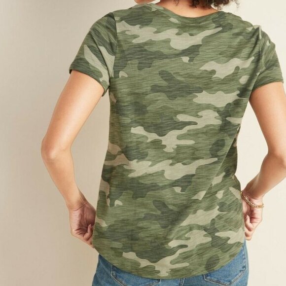 NWT Old Navy EveryWear Printed Slub-Knit Tee T-Shirt Green Camo Women XXL - Picture 2 of 4
